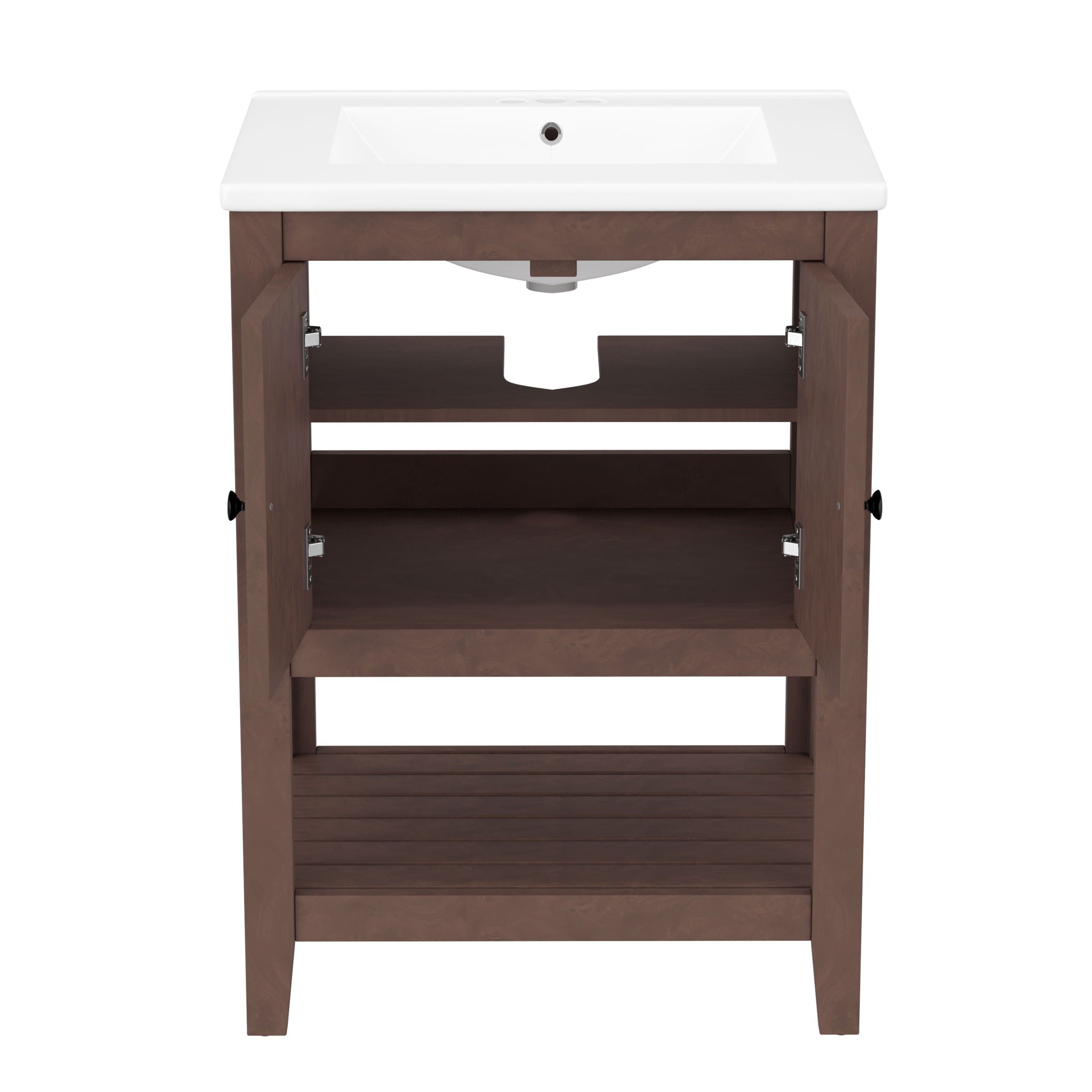 Modern Bathroom Vanity With Sink And Open Shelf