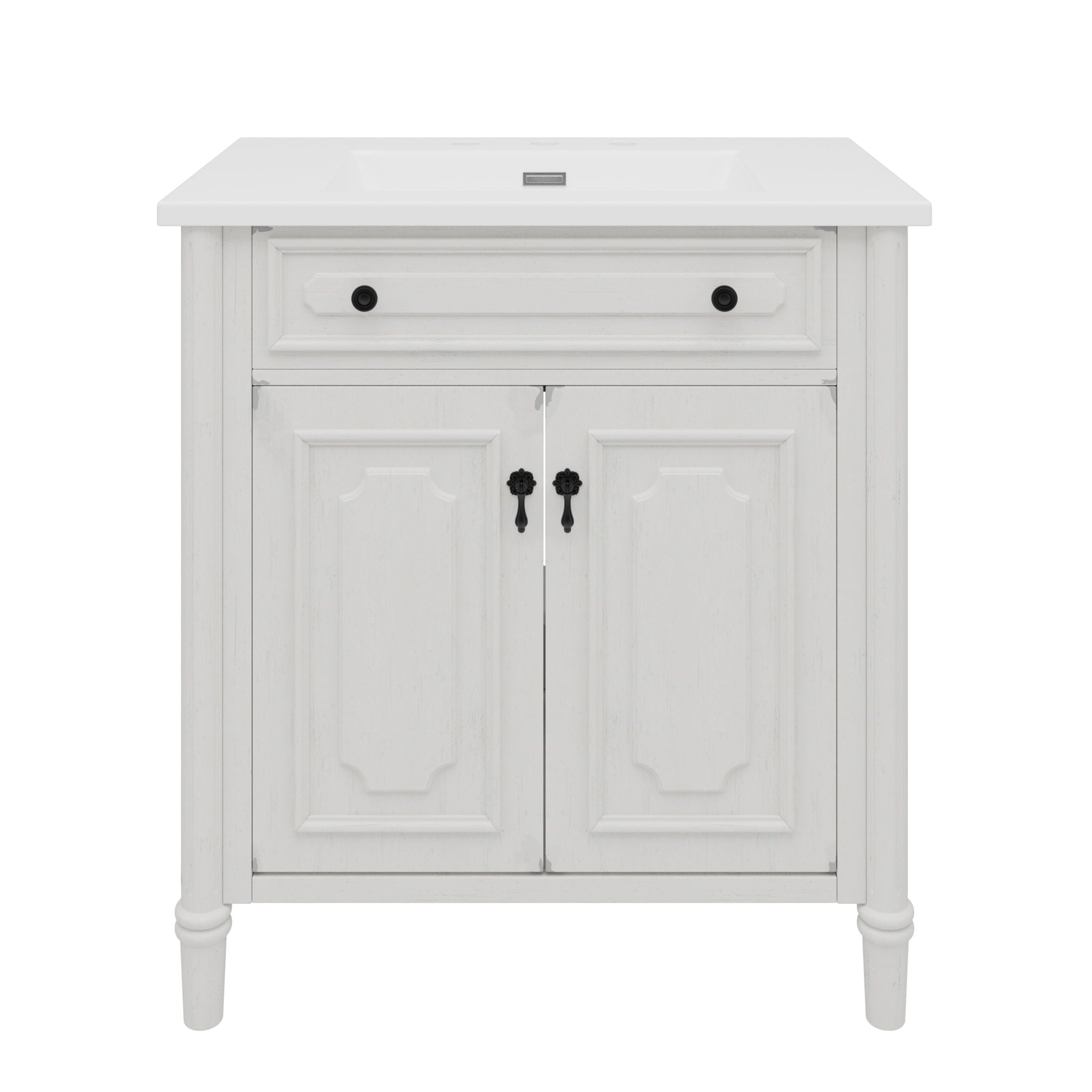 Vintage Bathroom Vanity With Sink, Rustic Cabinet With Soft Close Doors