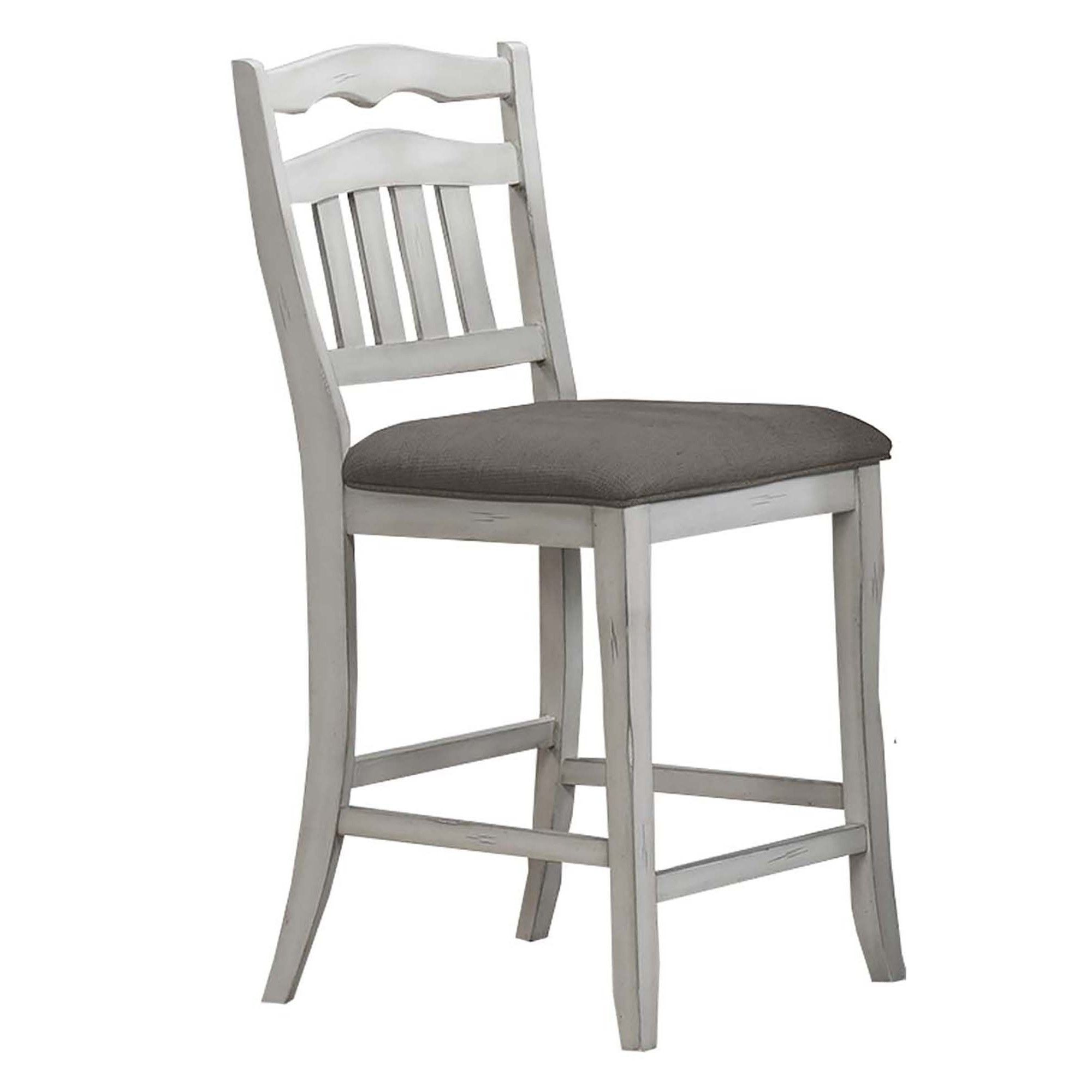 Counter Height Dining Chairs With Upholstered Cushion And Ladder Back Design (Set of 2) - Antique White