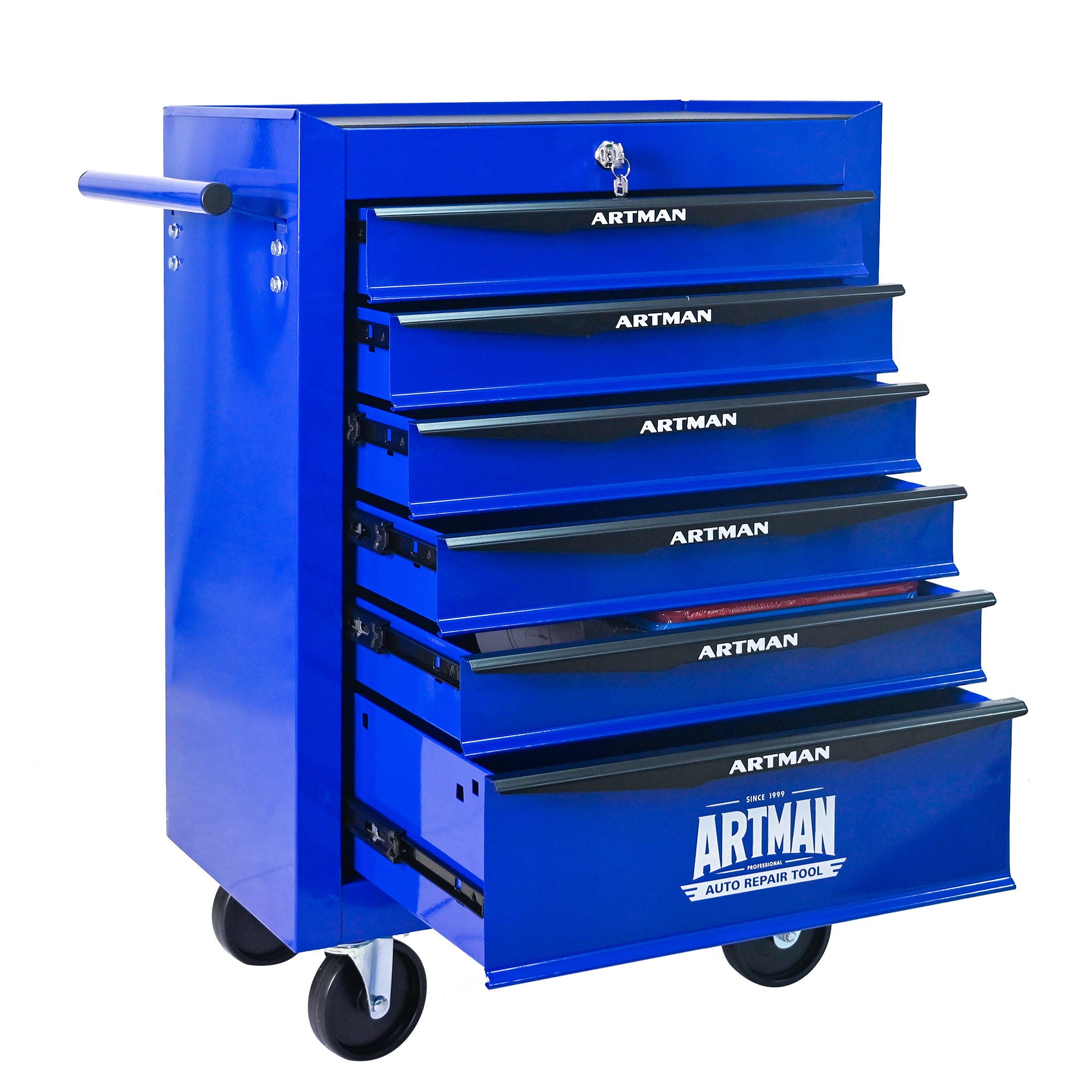 Rolling Metal Tool Chest With Drawers, Steel Storage Cabinet With Ball Bearing Slides