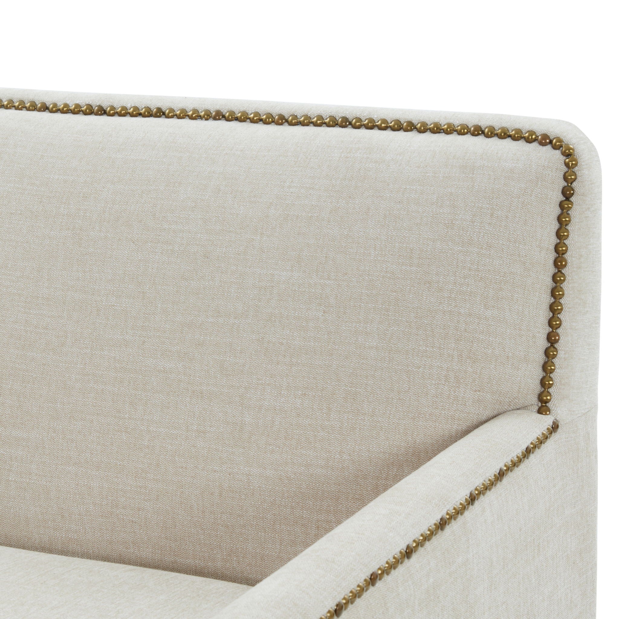 Tolland - Swivel Accent Chair With Antique Brass Nailhead Trim - Beige