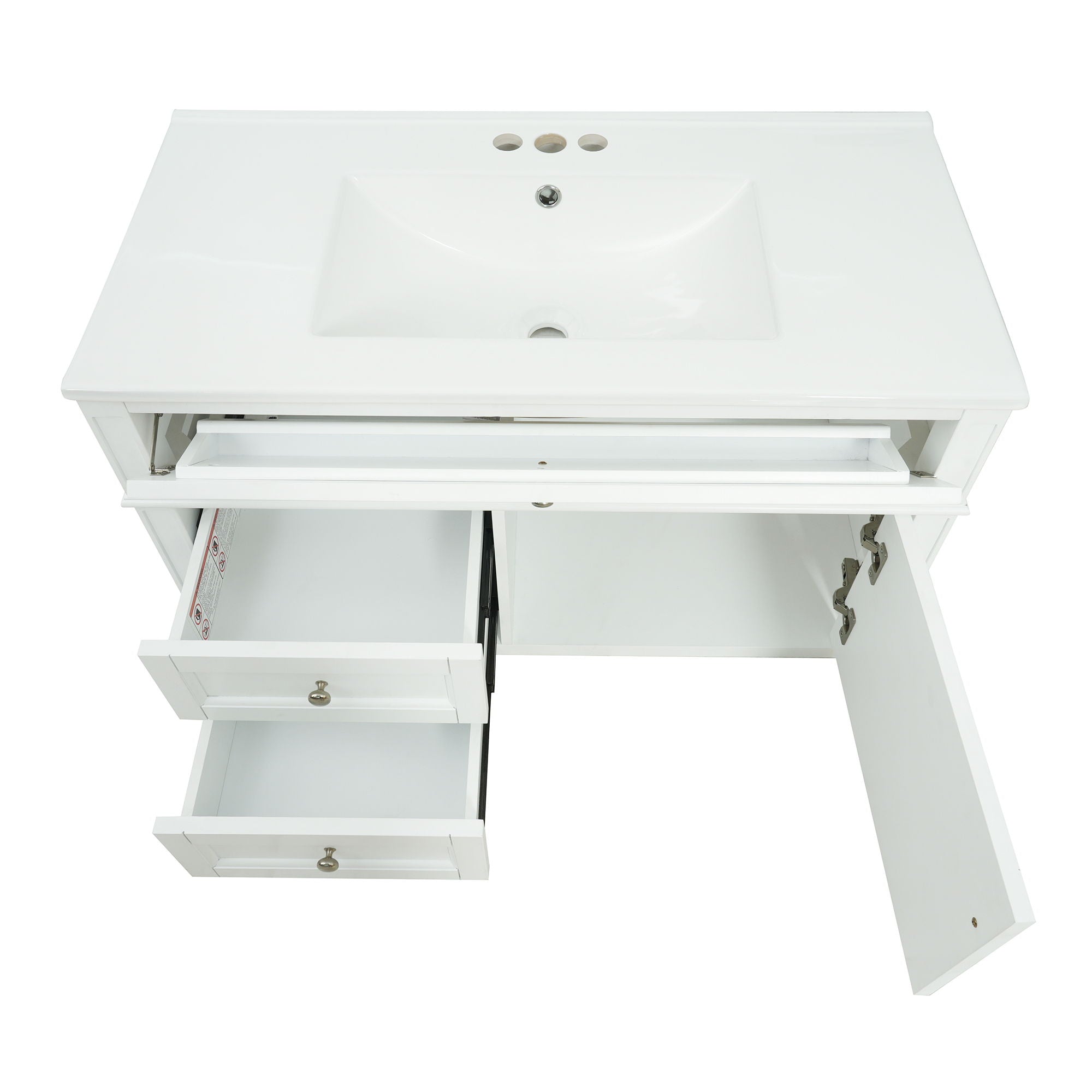 Modern Wall Mounted Floating Cabinet With Double Drawer And Sink