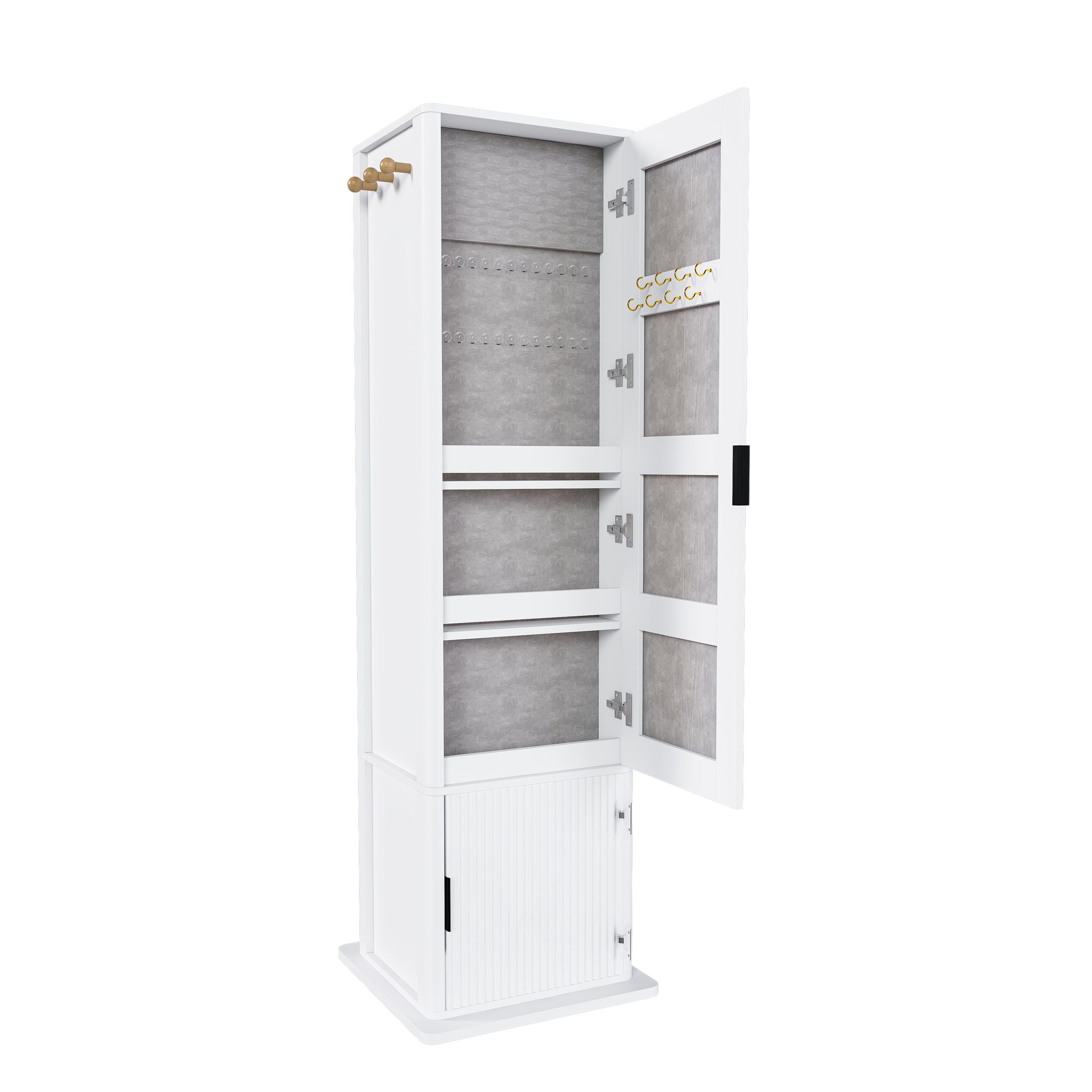 360° Rotating Makeup Cabinet With Full Length Mirror