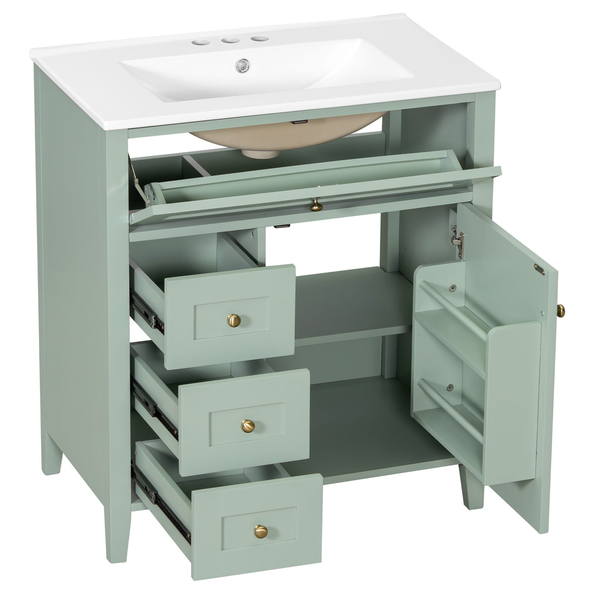 Bathroom Vanity With Sink, 3 Drawers And Adjustable Shelf, Freestanding Storage Unit