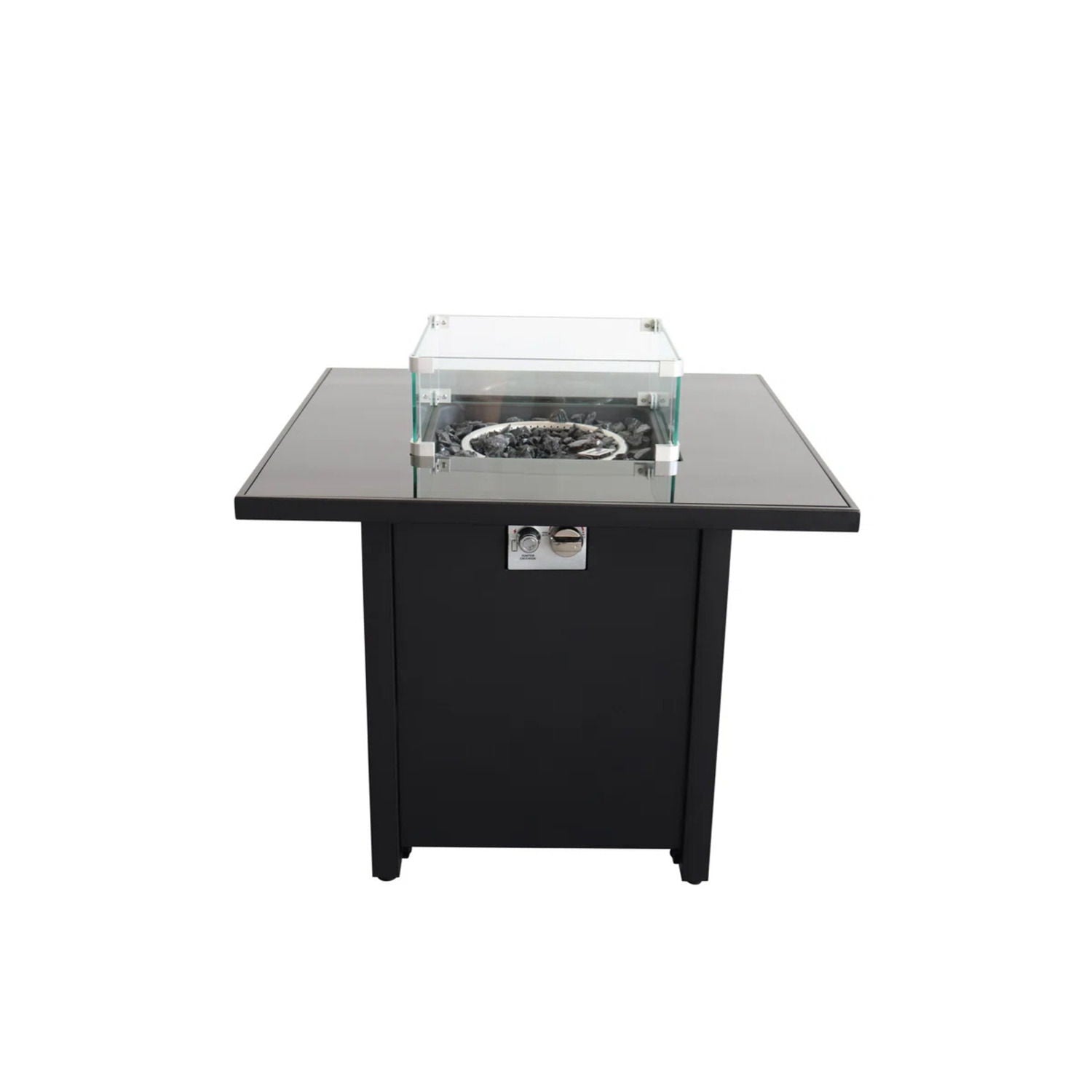 Powder Coated Fire Pit With Top - Black