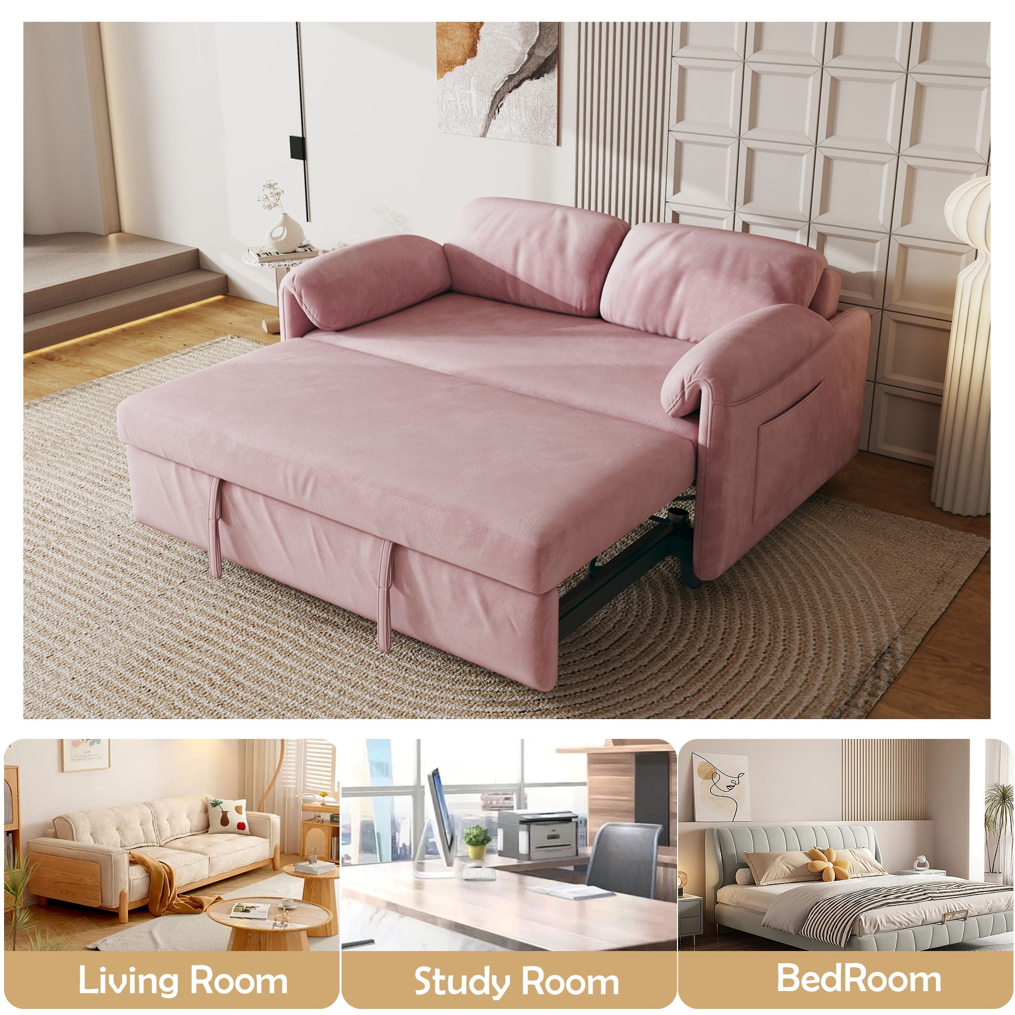 Sofa, Dual Purpose Lounge With Retractable Queen Size Bed