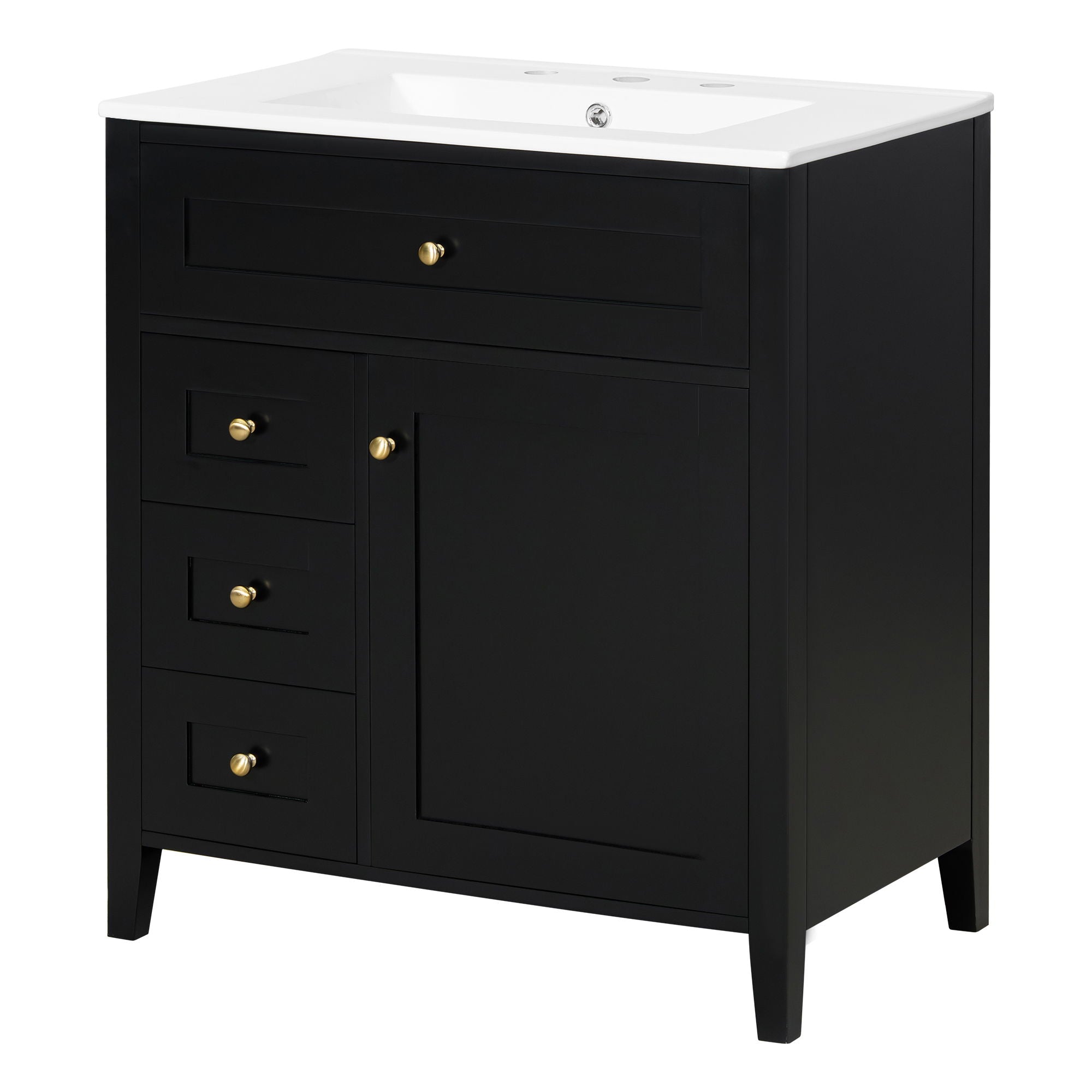Modern Bathroom Vanity With Sink, 3 Drawers And Adjustable Shelf