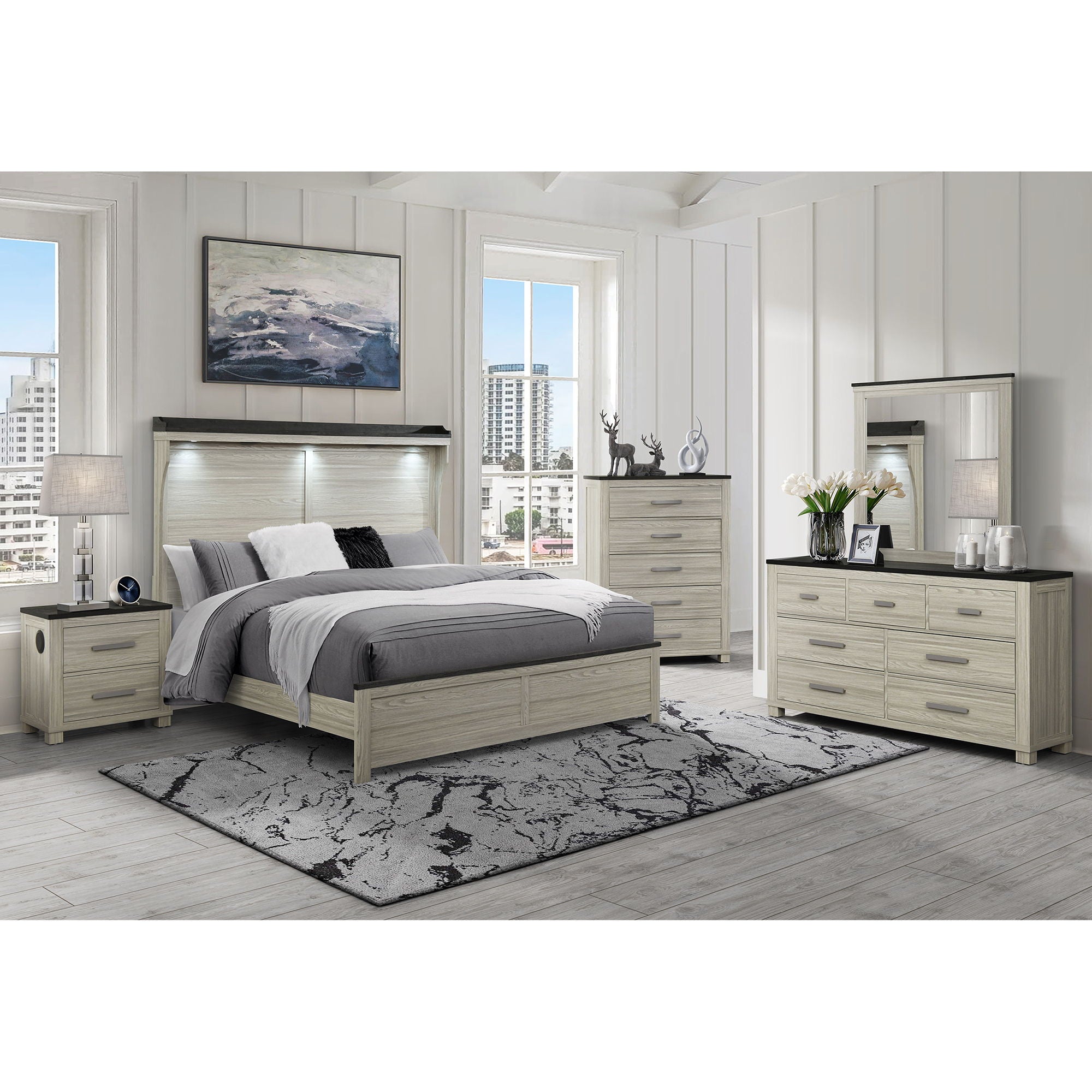 Augusta - Nightstand With Top, 2 Drawers, Block Feet - Beige Brown