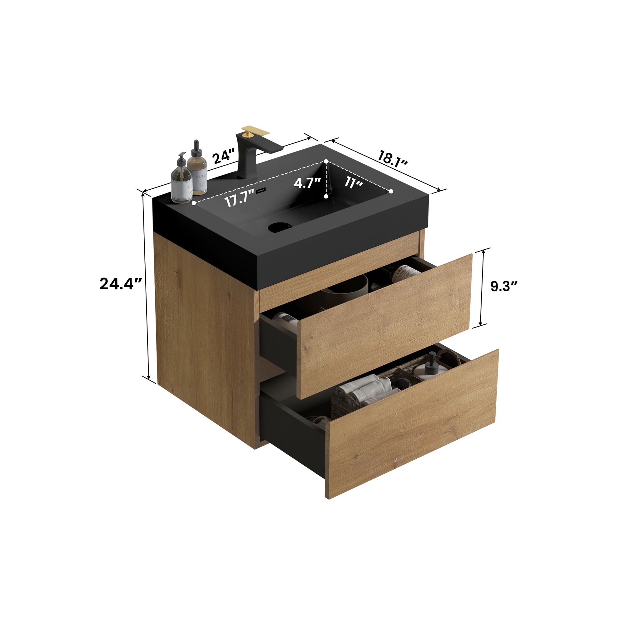 Alice - Bathroom Vanity With Sink, Large Storage, Wall Mounted