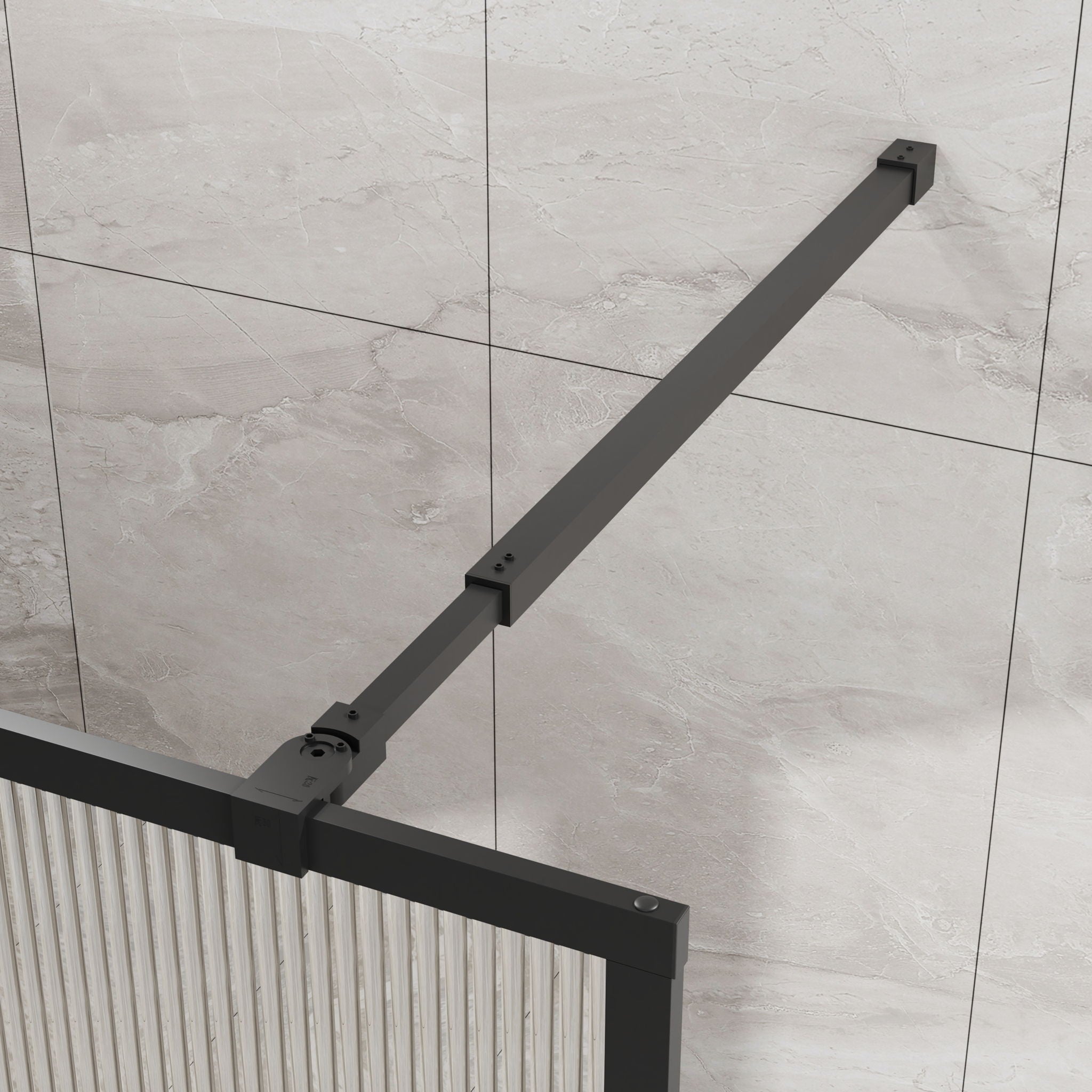 Shower Door With Center Mirror And Fluted Panels