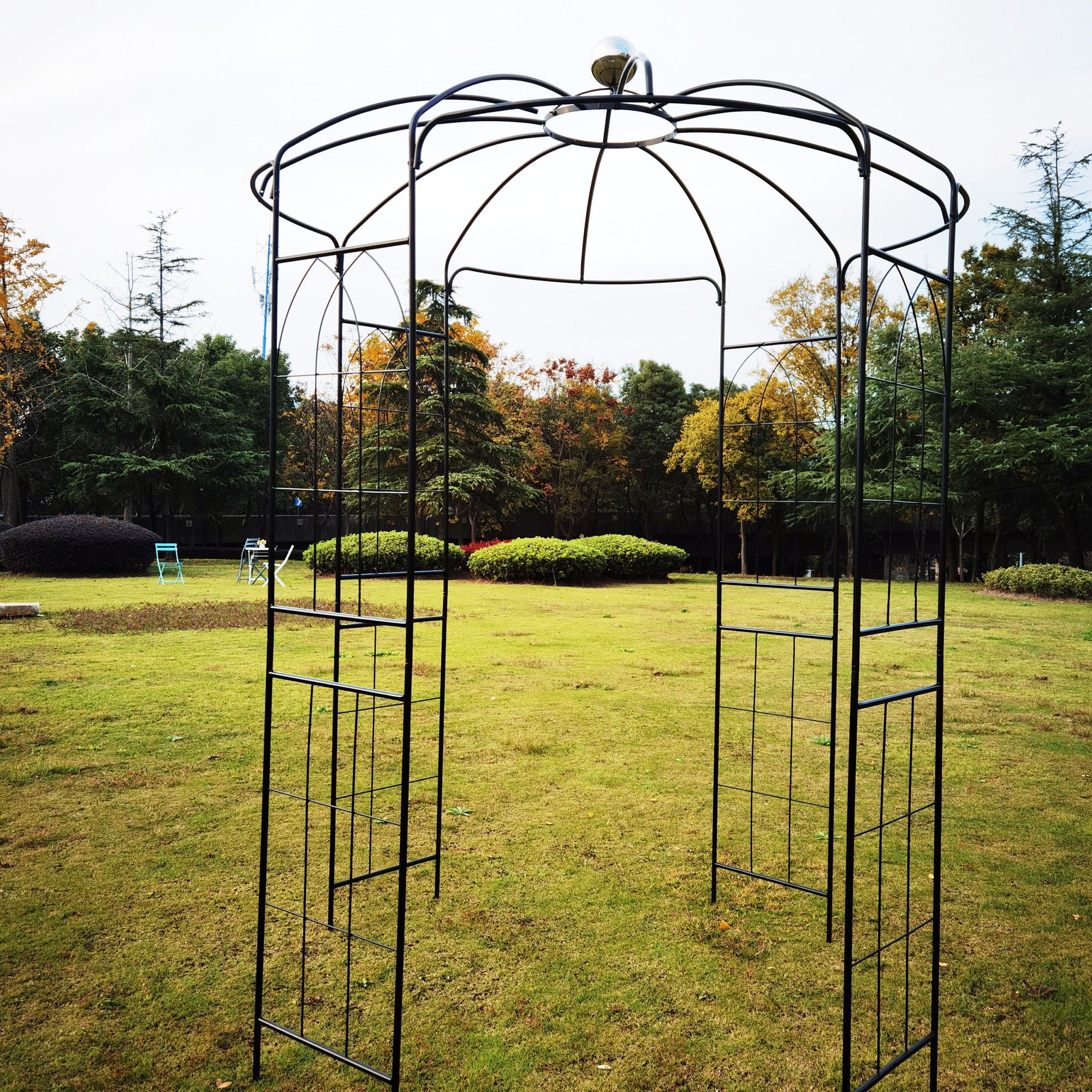 Metal Garden Arch Iron Garden Arbors Gazebo Dia High Birdcage Shape Pergola Pavilion For Wedding Ceremony