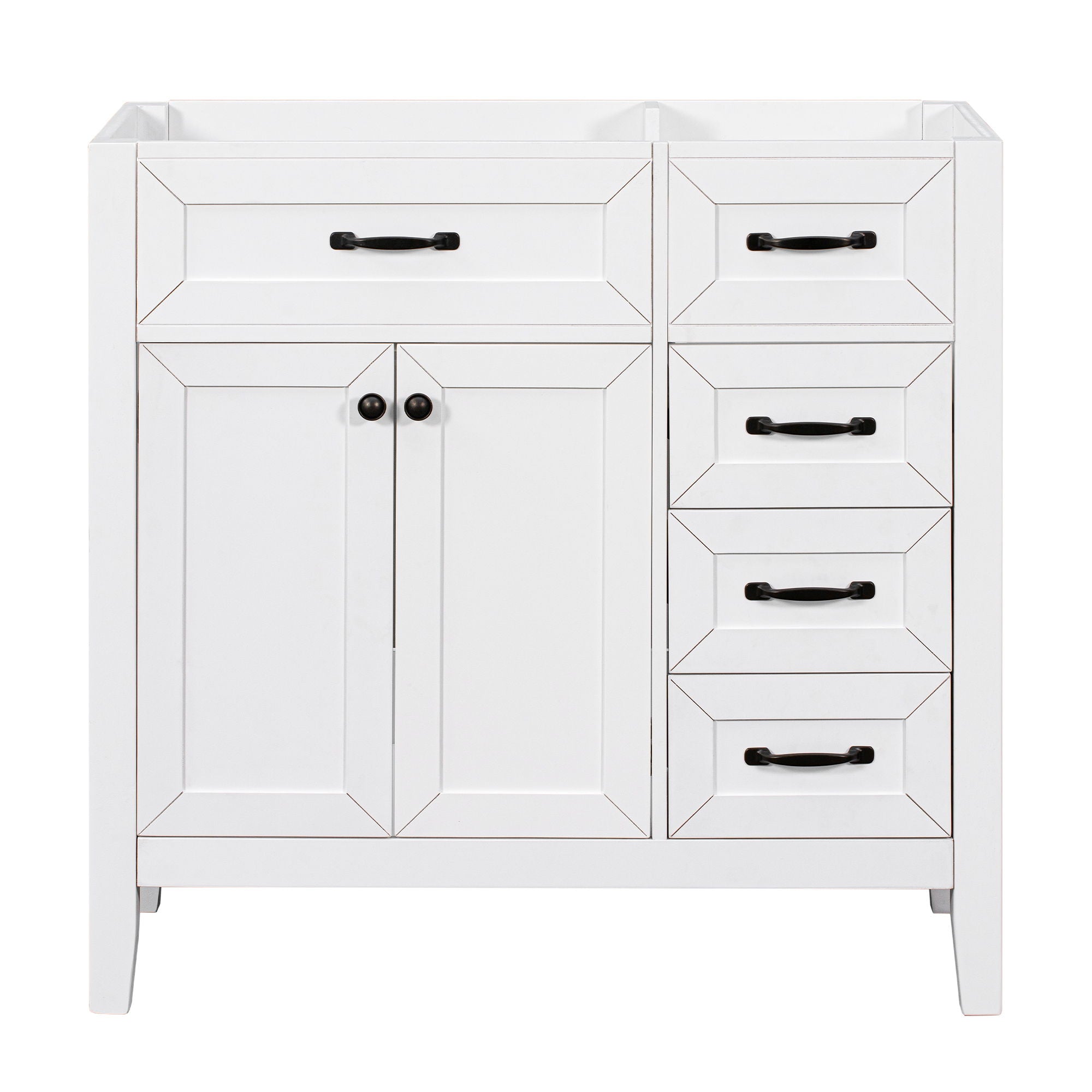 Modern Bathroom Vanity Base Only, 2 Doors And 3 Drawers
