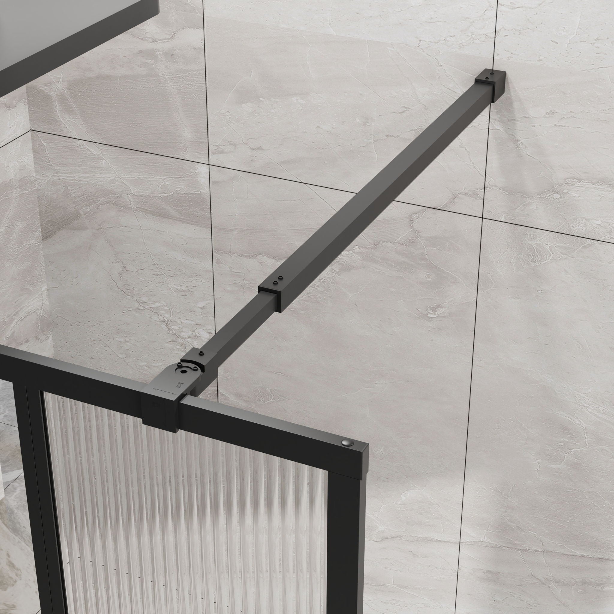 Shower Door With Center Mirror And Fluted Panels