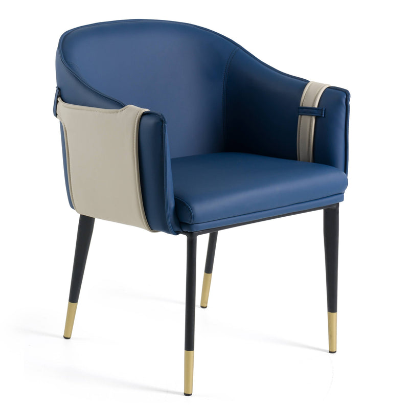 Modrest Calderon - Blue & Beige Vegan Leather Dining Chair