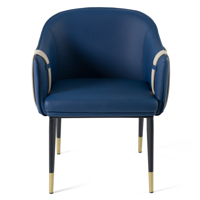 Modrest Calderon - Blue & Beige Vegan Leather Dining Chair