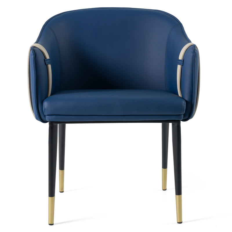 Modrest Calderon - Blue & Beige Vegan Leather Dining Chair