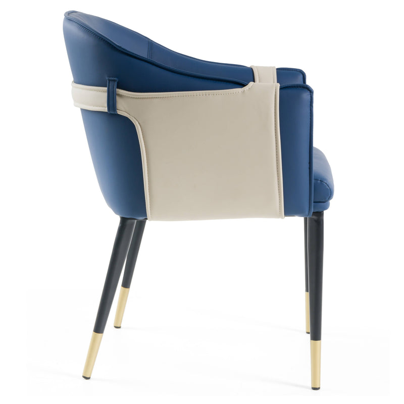 Modrest Calderon - Blue & Beige Vegan Leather Dining Chair