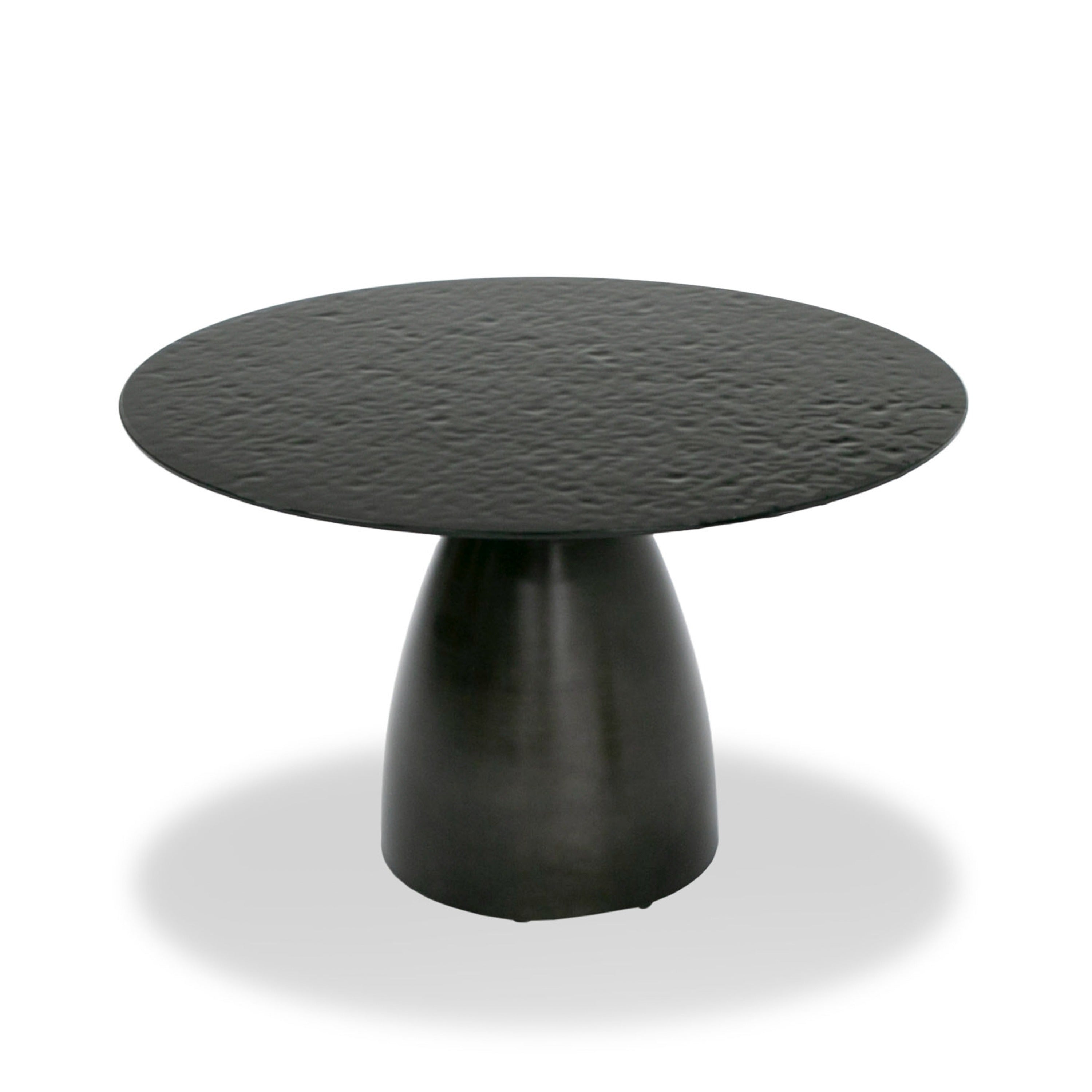 Modrest Calexico - Contemporary Black Wave Glass Round Dining Table