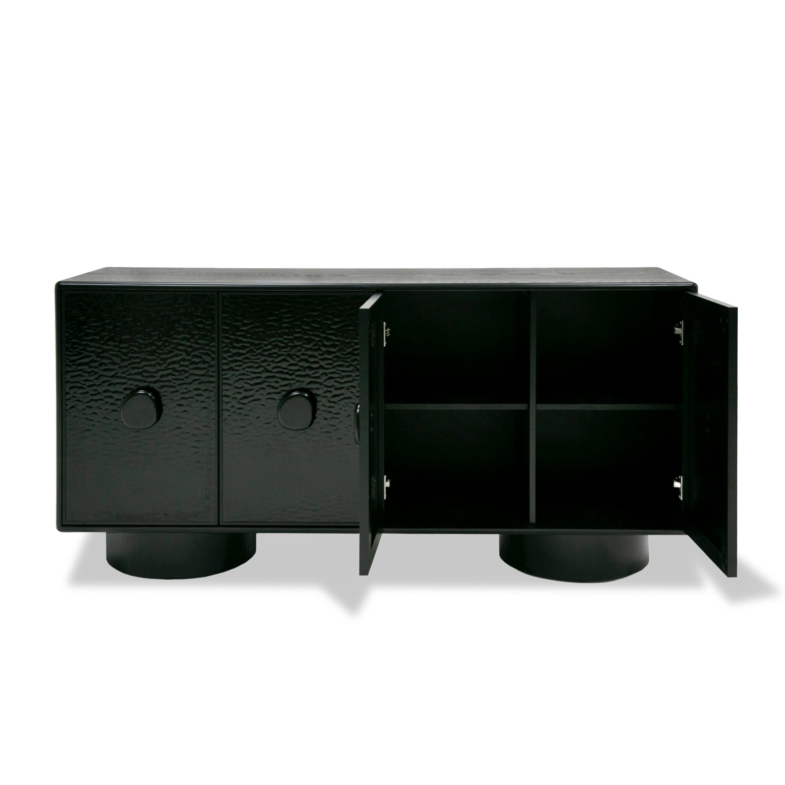 Modrest Calexico - Contemporary Black Wave Glass + Black Buffet