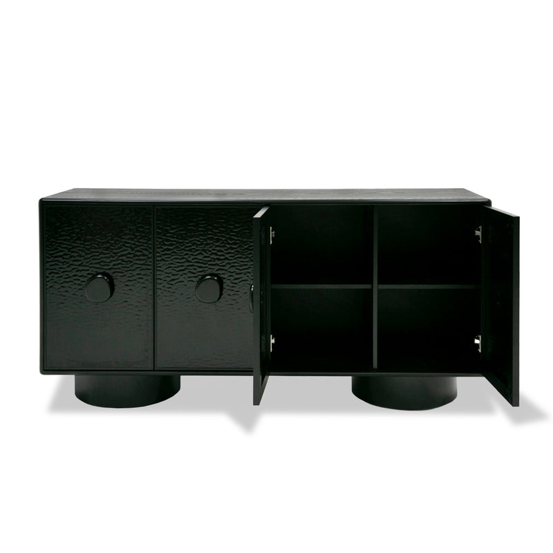 Modrest Calexico - Contemporary Black Wave Glass + Black Buffet