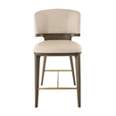 Modrest Calvary - Mid-Century Modern Beige Vegan Leather + Grey Ash Counter Chair
