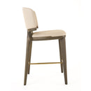 Modrest Calvary - Mid-Century Modern Beige Vegan Leather + Grey Ash Counter Chair