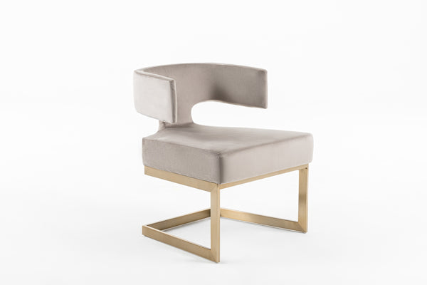 Modrest Calvo Modern Off-White Velvet & Brass Dining Chair