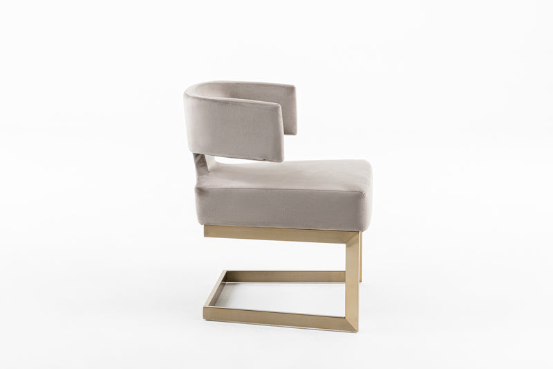 Modrest Calvo Modern Off-White Velvet & Brass Dining Chair