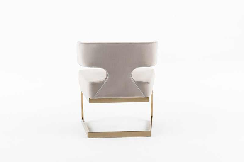 Modrest Calvo Modern Off-White Velvet & Brass Dining Chair