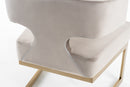 Modrest Calvo Modern Off-White Velvet & Brass Dining Chair