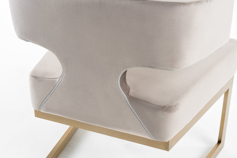 Modrest Calvo Modern Off-White Velvet & Brass Dining Chair