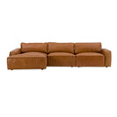 Modrest Cambria - Modern LAF Cognac Leather Sectional Sofa