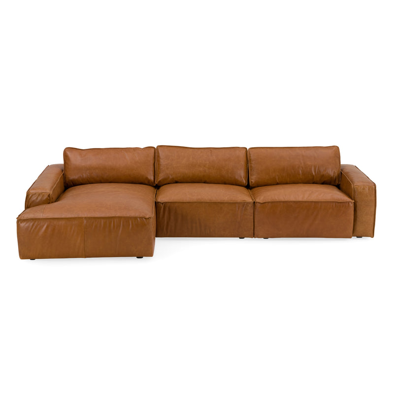 Modrest Cambria - Modern LAF Cognac Leather Sectional Sofa