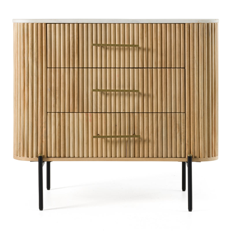 Modrest - Cambridge White Marble & Mango 3 Drawer Dresser