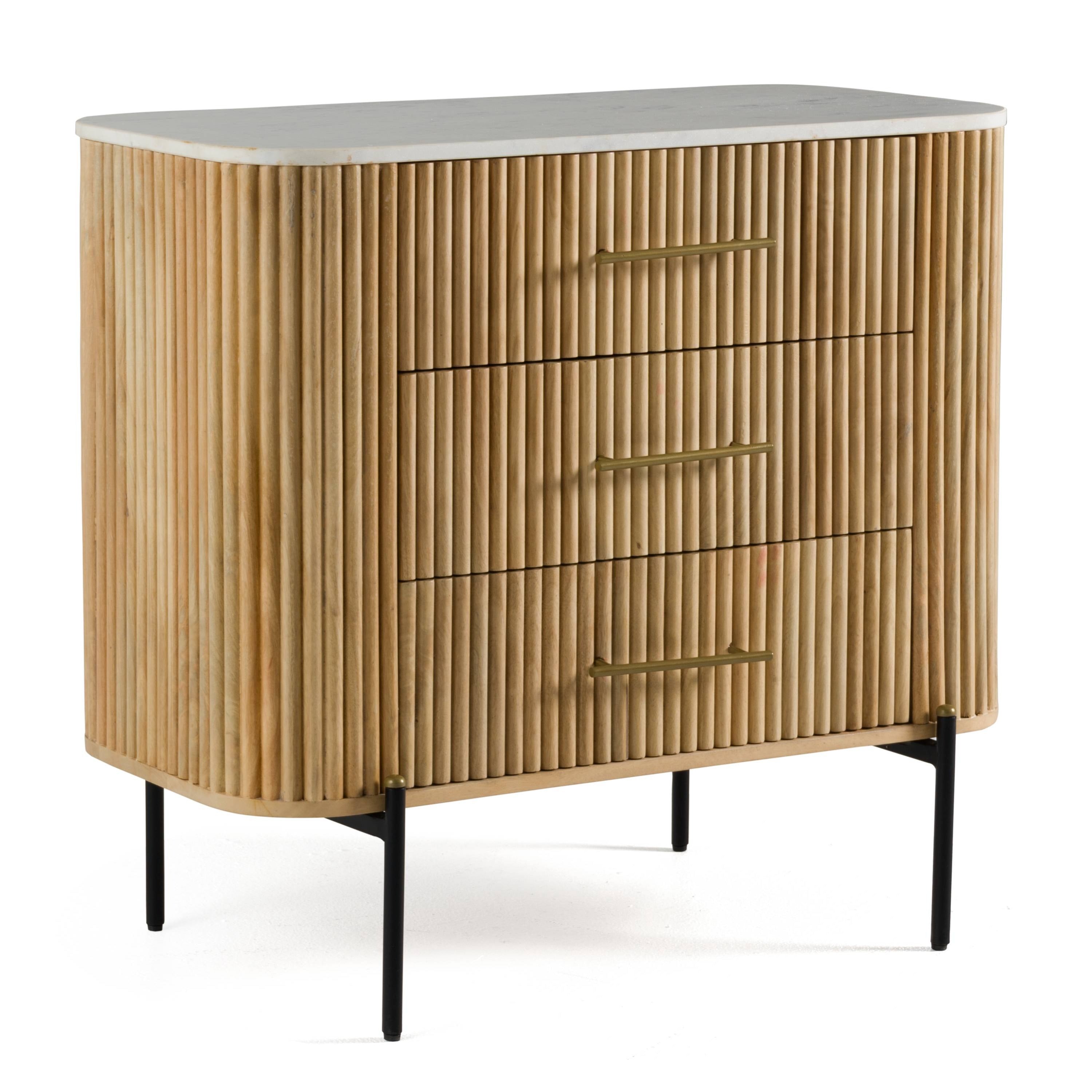 Modrest - Cambridge White Marble & Mango 3 Drawer Dresser
