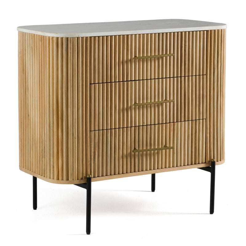 Modrest - Cambridge White Marble & Mango 3 Drawer Dresser
