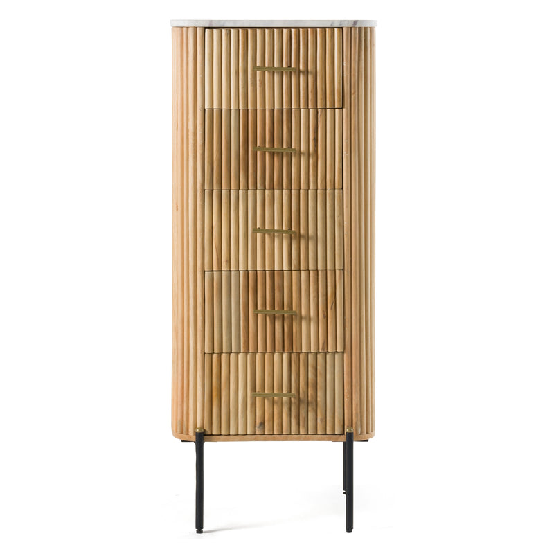 Modrest - Cambridge White Marble & Mango 5 Drawer Chest