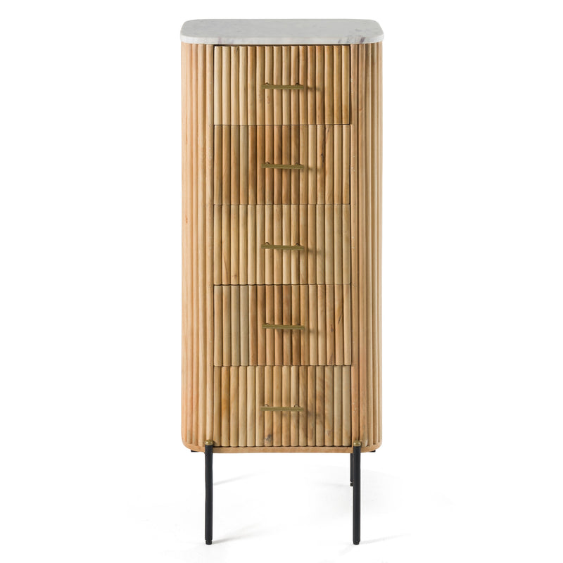 Modrest - Cambridge White Marble & Mango 5 Drawer Chest