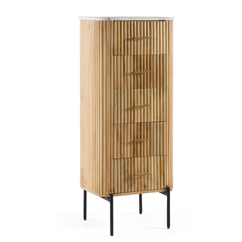 Modrest - Cambridge White Marble & Mango 5 Drawer Chest