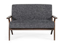 Modrest Candea - Mid-Century Walnut and Grey Compact Loveseat