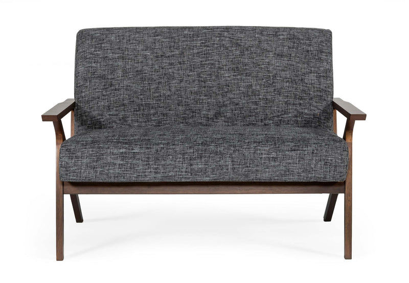 Modrest Candea - Mid-Century Walnut and Grey Compact Loveseat