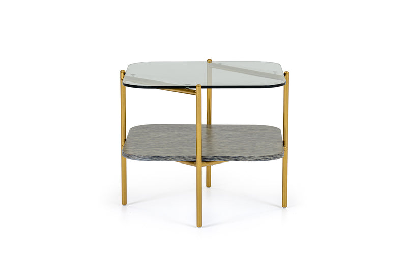 Modrest Cari - Glam Gold + Glass End Table