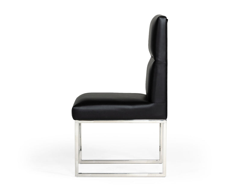 A&X Carla - Modern Black Leatherette Dining Chair (Set of 2)