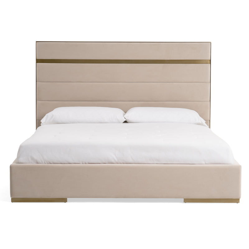 Modrest Cartier -  Modern Beige Velvet and Brushed Brass Bed