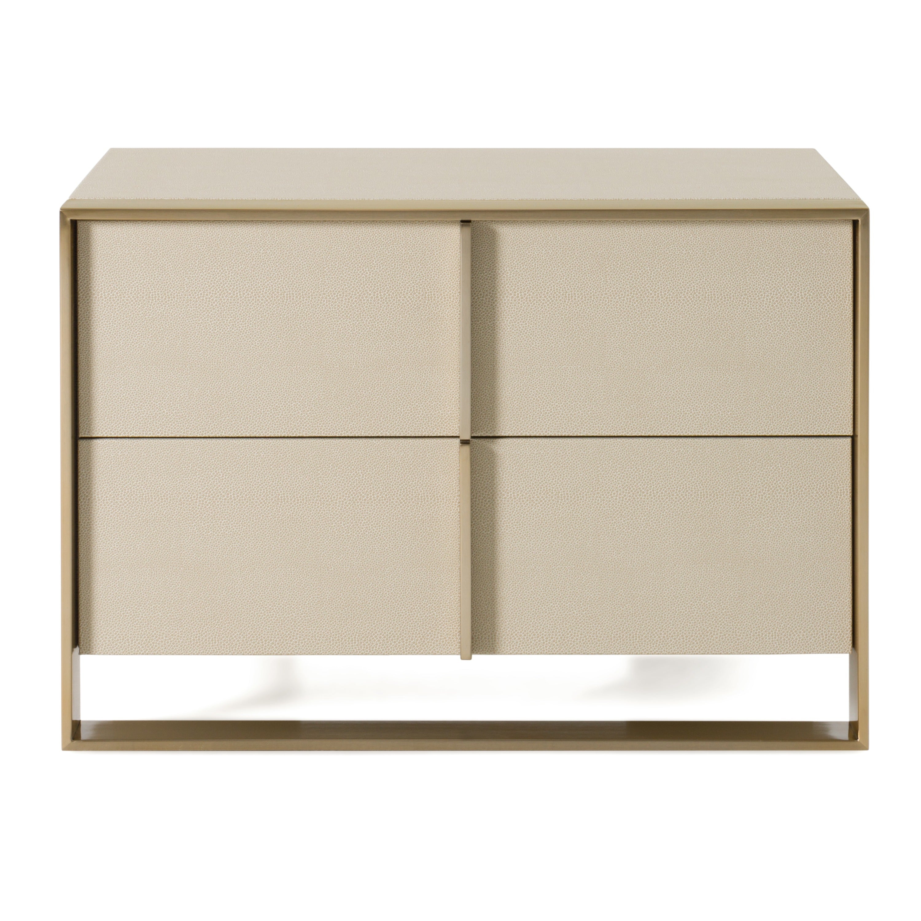 Nova Domus Cartier - Modern Beige Shagreen and Brushed Brass Nightstand