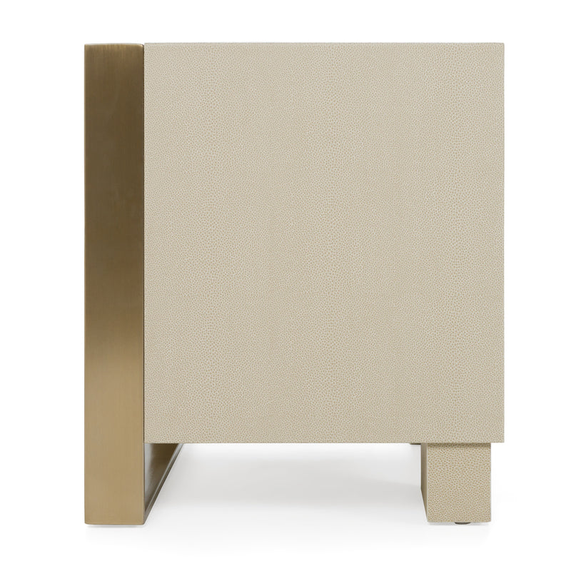 Nova Domus Cartier - Modern Beige Shagreen and Brushed Brass Nightstand