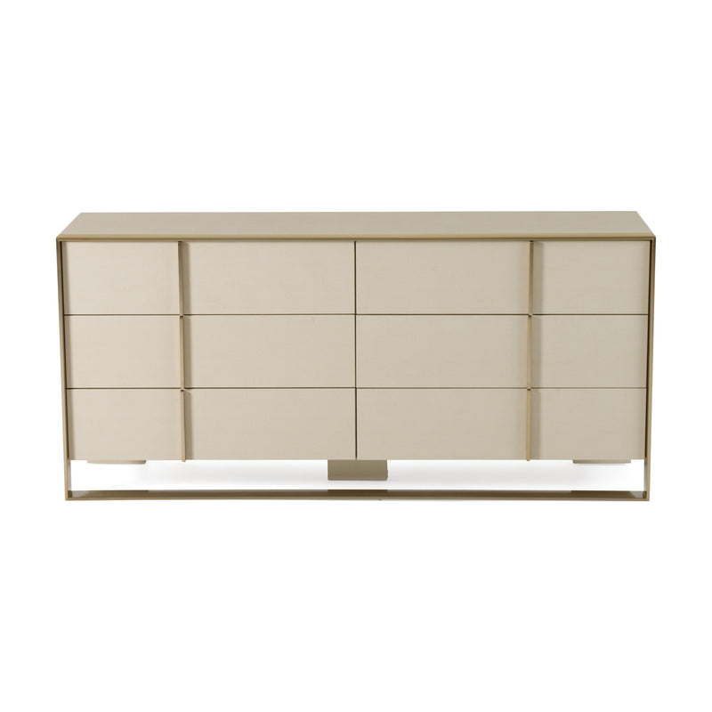 Nova Domus Cartier - Modern Beige Shagreen and Brushed Brass Dresser