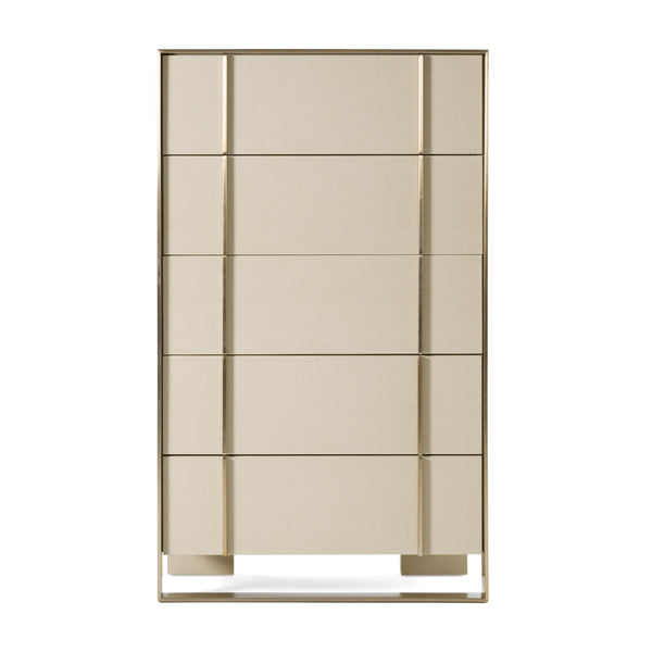 Nova Domus Cartier - Modern Beige Shagreen and Brushed Brass Chest