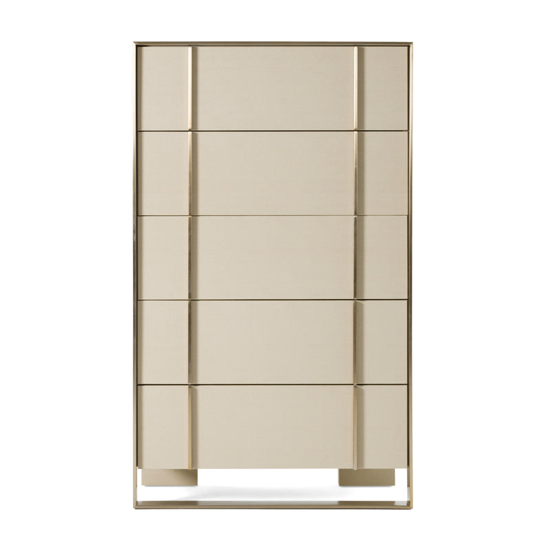 Nova Domus Cartier - Modern Beige Shagreen and Brushed Brass Chest