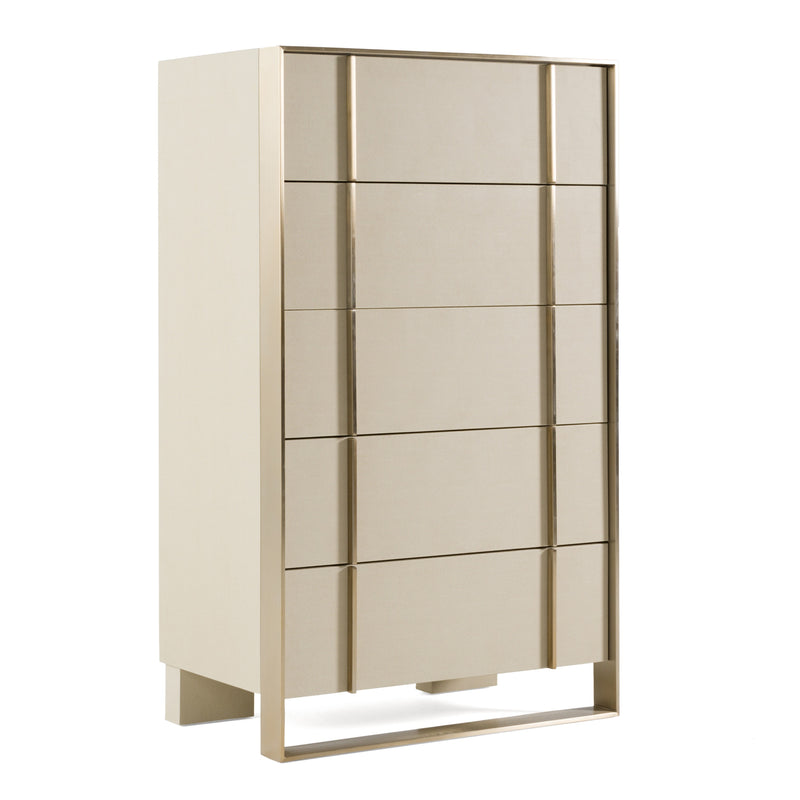 Nova Domus Cartier - Modern Beige Shagreen and Brushed Brass Chest